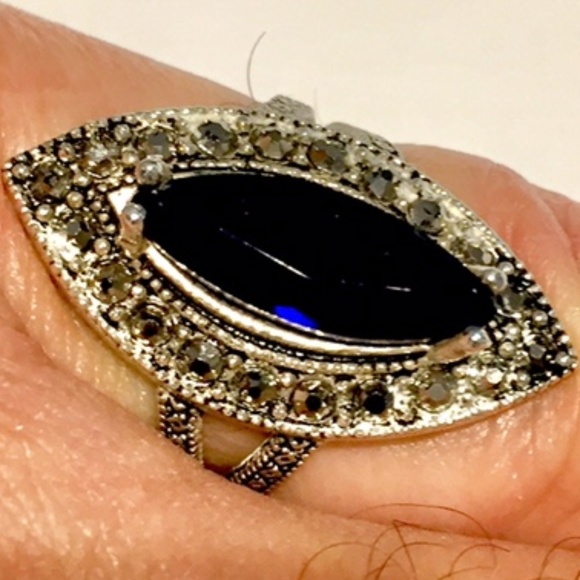 Lapis Lazuli Blue Gem Stone & Silver 925 Size 5 - Picture 3 of 3